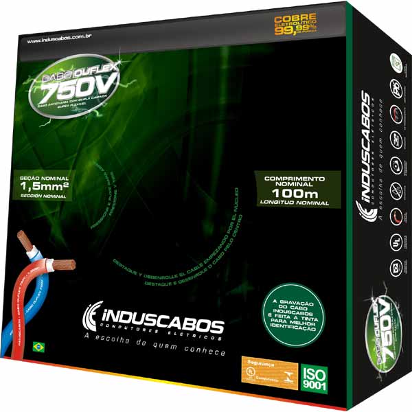 CABLE FLEX. No. 1.5MM # 14AWG 750V NEGRO INDUSCABO
