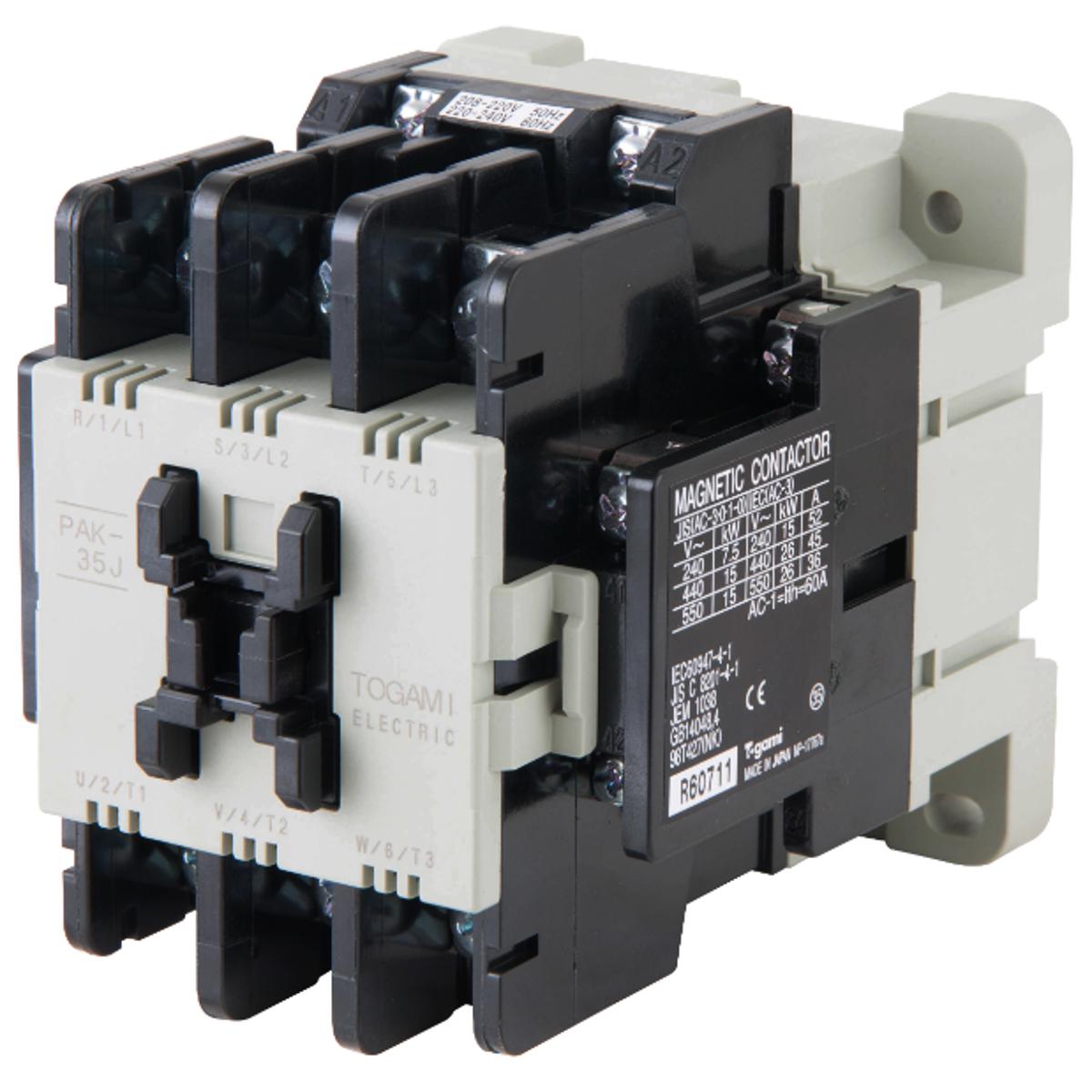 CONTACTOR PAK-35J BOB 220V(15KW/220V-26KW/380V)52A/AC3 TOGAMI JAPONES